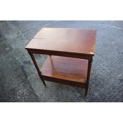 547 - A mahogany two-tier occasional table, fitted one drawer, on turned supports, 25