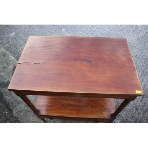 547 - A mahogany two-tier occasional table, fitted one drawer, on turned supports, 25