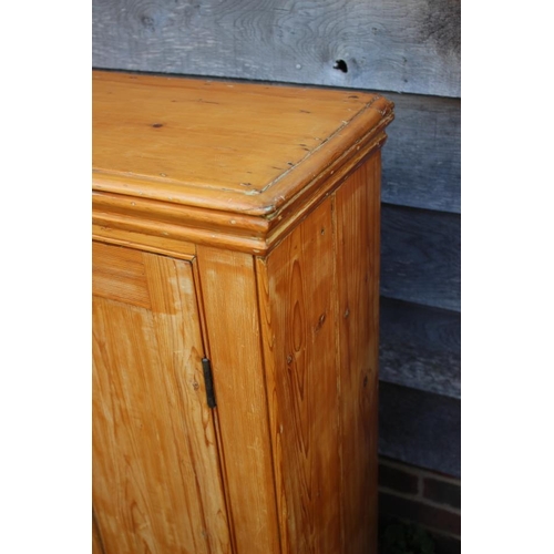 559 - A waxed pine cupboard enclosed two doors, on block base, 32