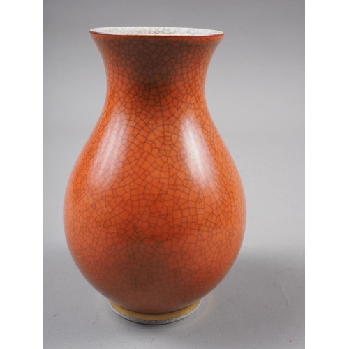 67 - A Royal Copenhagen orange crackle glazed vase, 5 1/4