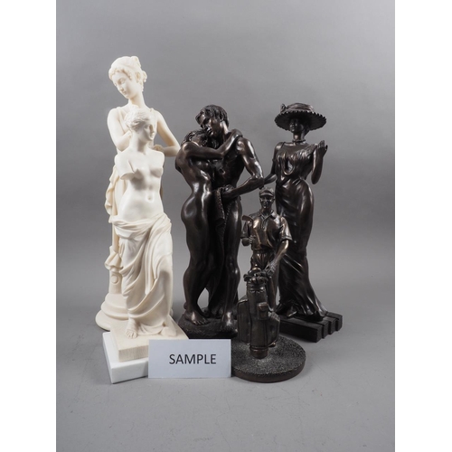 87 - A faux marble Venus de Milo figure, a number of other classic figures and a selection of cold cast b... 