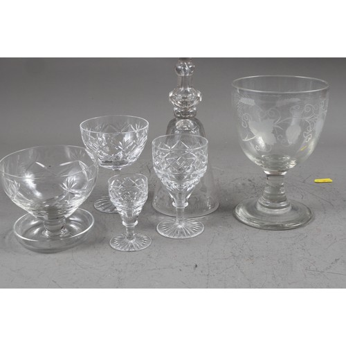 77 - A quantity of clear drinking glasses, including wines, sherries, coupes and other glassware, includi... 