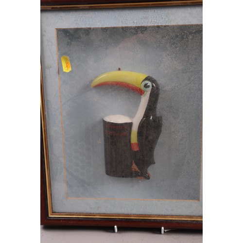 258 - A set of three Guinness toucans, in frame, a 