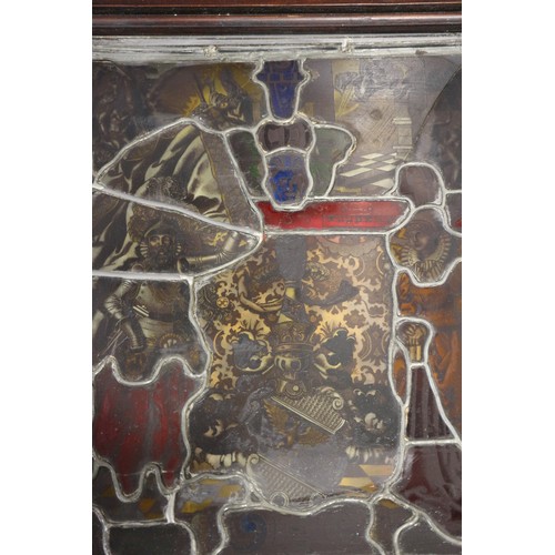 272 - An early 20th century back lit stained glass Flight into Egypt  and a leaded window, !6th coat of ar... 