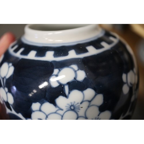 108 - Nine Chinese blue and white ginger jars, various sizes, all with double ring marks to bases, smalles... 