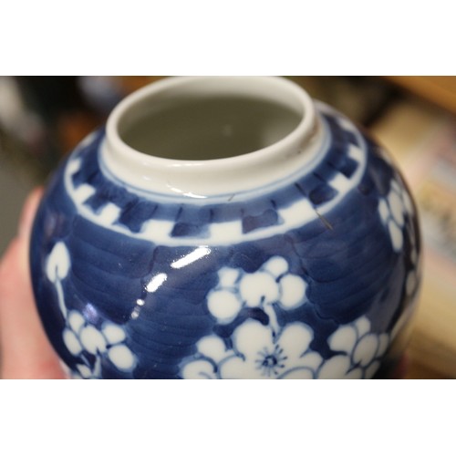 108 - Nine Chinese blue and white ginger jars, various sizes, all with double ring marks to bases, smalles... 