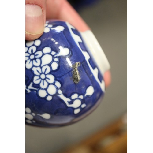 108 - Nine Chinese blue and white ginger jars, various sizes, all with double ring marks to bases, smalles... 