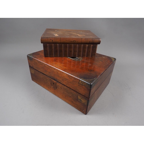 164 - A 19th century rosewood workbox with part fitted interior, 12