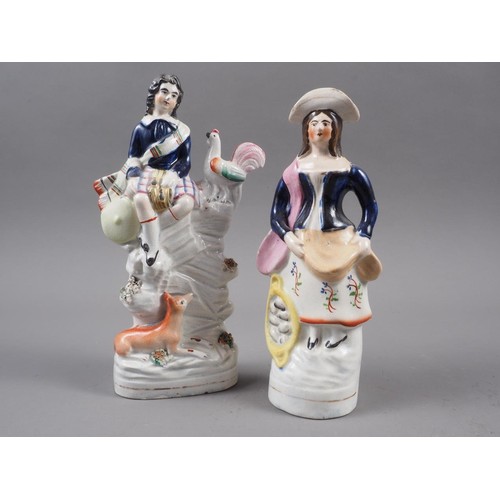 4 - A 19th century Staffordshire bone china figure of a musician, 7 1/2