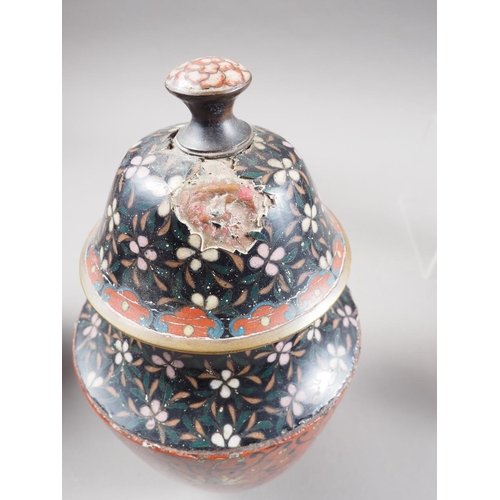 110 - Four pairs of cloisonne vases and other cloisonne, tallest 8