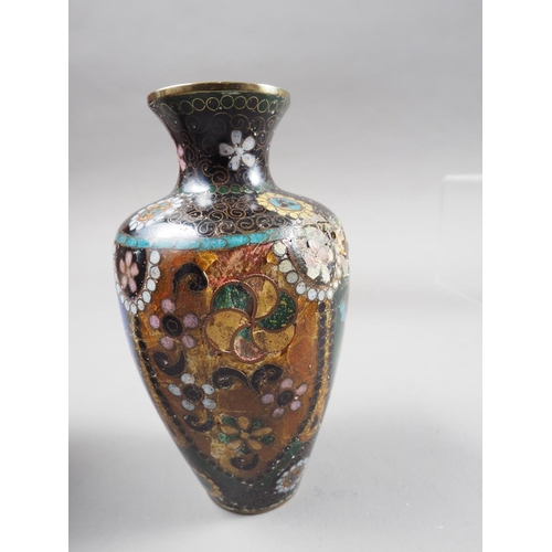 110 - Four pairs of cloisonne vases and other cloisonne, tallest 8