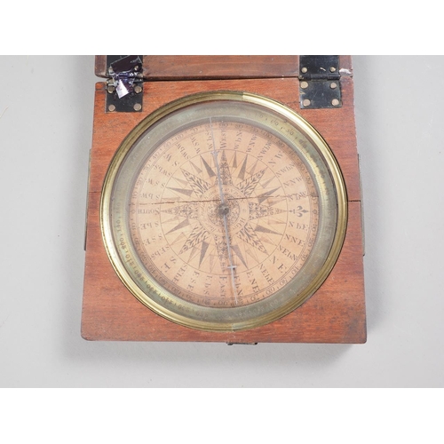 127 - An 18th century style mahogany cased compass, 5 3/4