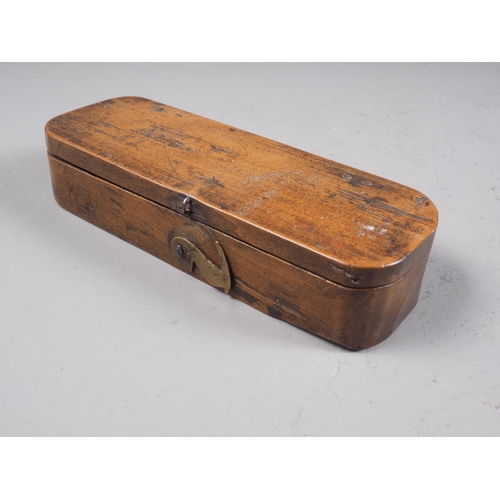 129 - An 18th century brass and steel balance, in fruitwood case, monogrammed WL, case 4 1/2