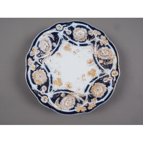 13 - A 19th century Meissen blue and gilt decorated dish, 10 1/2