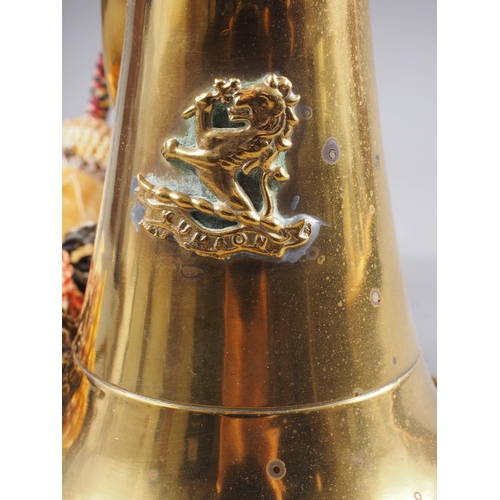 241 - A brass regimental bugle, 10 3/4