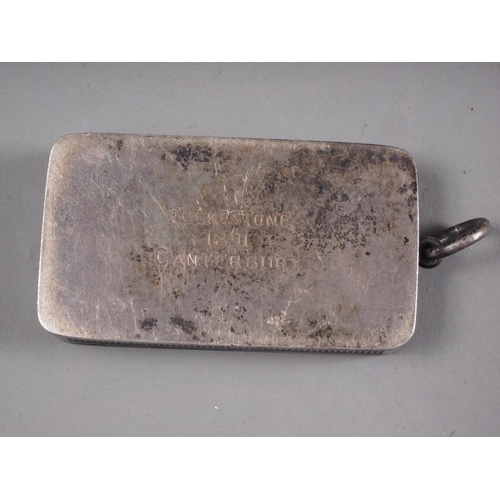 303 - A Sampson Mordan silver vesta case with enamelled coaching scene decoration, reverse inscribed 