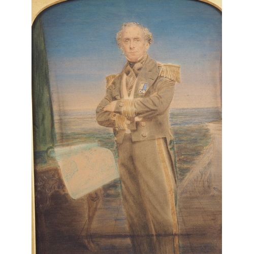 354 - A 19th century hand-coloured photograph of an Admiral, in gilt strip frame