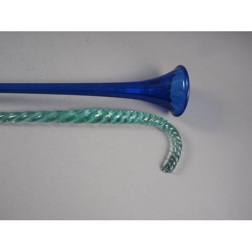 37 - A twisted glass walking stick, 49