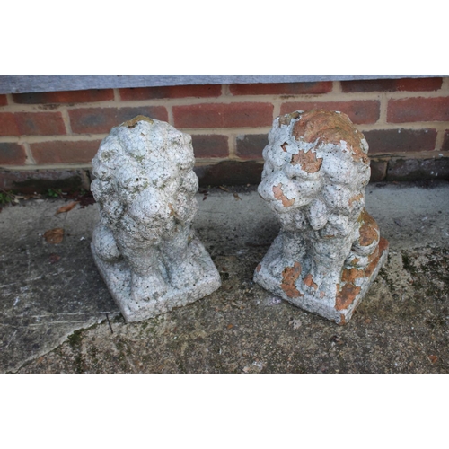 655 - A pair of crackle glazed terracotta seated lions, 18