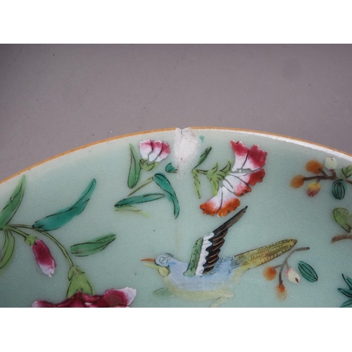 91 - Ten assorted Chinese celadon glazed plates with flower, bird and insect decoration, 7