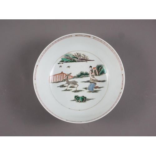 95 - A Chinese famille vert dish with Kylins in a landscape decoration, 11