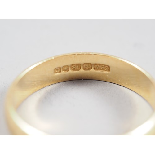 339 - An 18ct gold wedding band, size S, and another size T, 10g