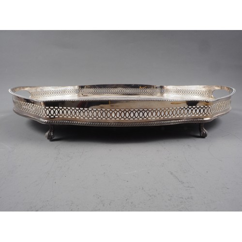 290 - An oval serpentine silver plated gallery tray, 20