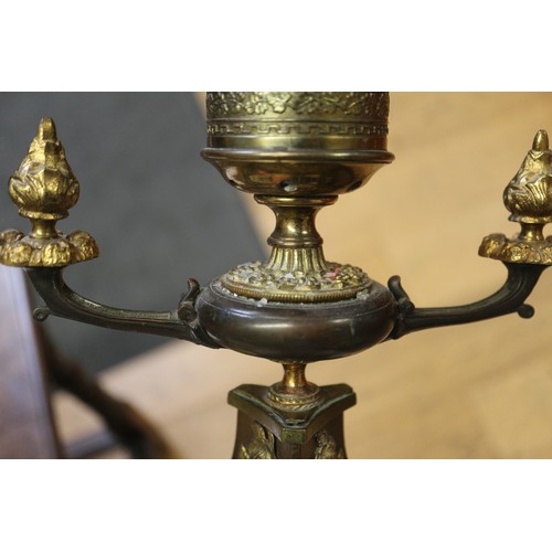 263 - A pair of Regency design two-branch single light storm lanterns, on square marble bases, 16