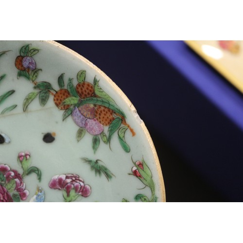 91 - Ten assorted Chinese celadon glazed plates with flower, bird and insect decoration, 7