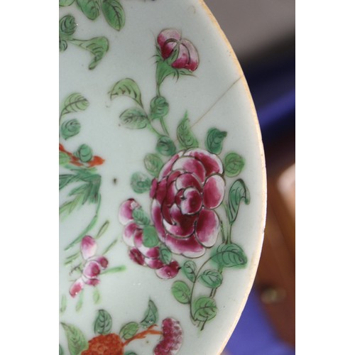 91 - Ten assorted Chinese celadon glazed plates with flower, bird and insect decoration, 7