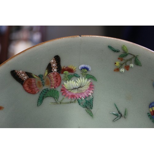 91 - Ten assorted Chinese celadon glazed plates with flower, bird and insect decoration, 7