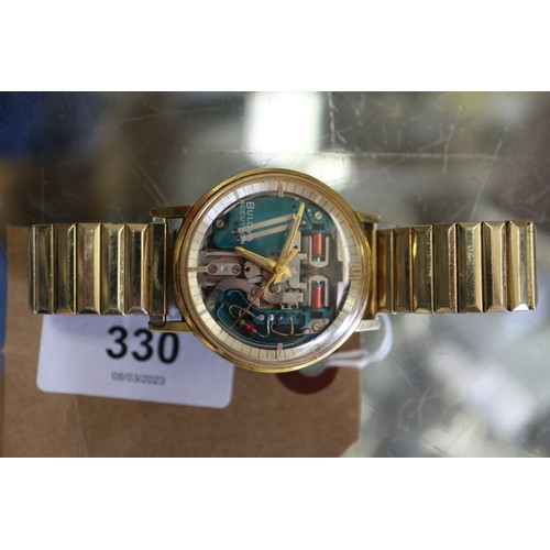 330 - A Bulova Accutron Spaceview MG wristwatch with expanding bracelet