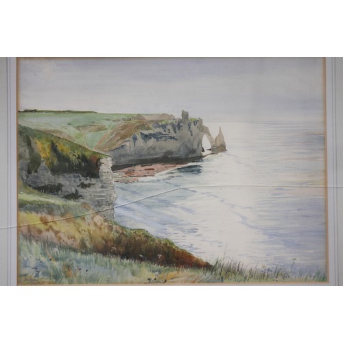 444 - Gordon Home: watercolours, sheep on a coastal cliff, 14