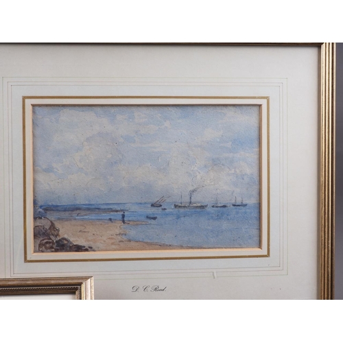 445 - David Charles Read: watercolours and pencil sketch, coastal scene, 5 1/2