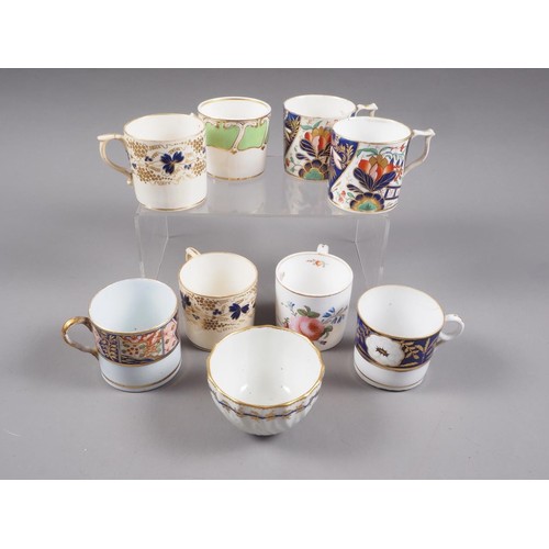 14 - Three Spode blue dragon cups and saucers, five other Spode coffee cans, eight early 19th century Der... 