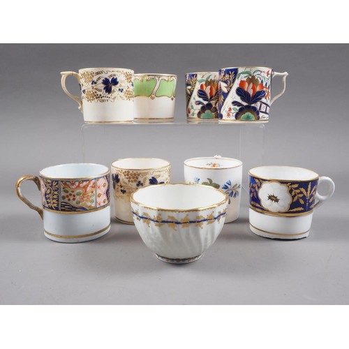 14 - Three Spode blue dragon cups and saucers, five other Spode coffee cans, eight early 19th century Der... 