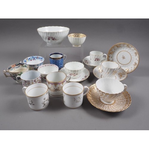 14 - Three Spode blue dragon cups and saucers, five other Spode coffee cans, eight early 19th century Der... 