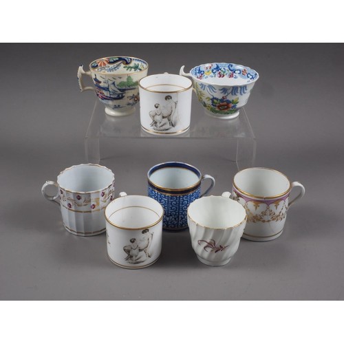 14 - Three Spode blue dragon cups and saucers, five other Spode coffee cans, eight early 19th century Der... 