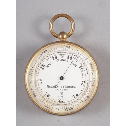 124 - A Negretti & Zambra pocket barometer, in fitted leather case