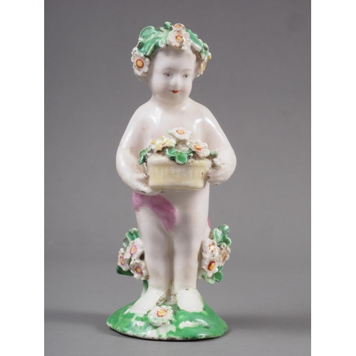 20 - A Derby porcelain cherub with basket of flowers, 4