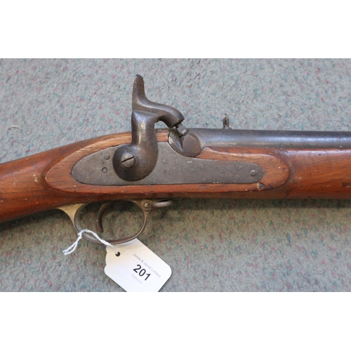 201 - An Indian armouries? percussion cap musket with hardwood stock, 44