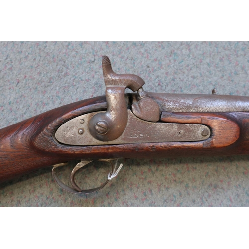 204 - A percussion cap musket stock, stamped 430 with ramrod, 43 1/2