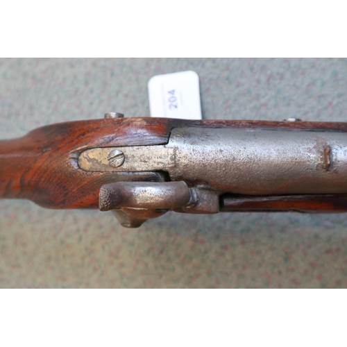 204 - A percussion cap musket stock, stamped 430 with ramrod, 43 1/2