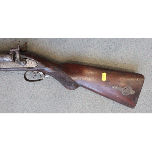 206 - A percussion cap double barrelled shotgun, 42 1/2