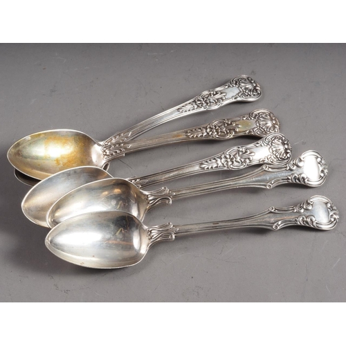 294 - Three silver King's pattern teaspoons and two other similar spoons, 5.7oz troy approx