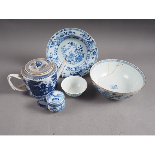 101 - A Chinese blue and white bowl with flower and scrolled decoration, and seal mark to base, 4