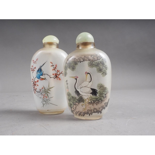 120 - Two Chinese interior painted snuff bottles and stoppers, tallest 3 1/4