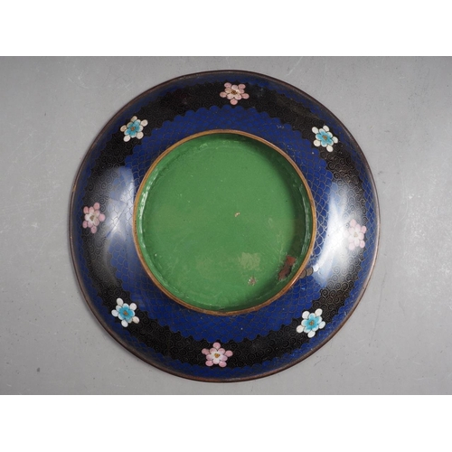 123 - A Japanese cloisonne dragon decorated dish, 12