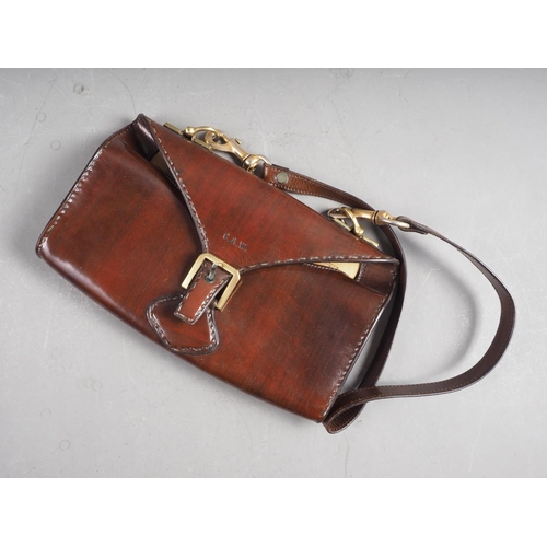 221 - An Italian leather custom-made handbag, 11 1/2