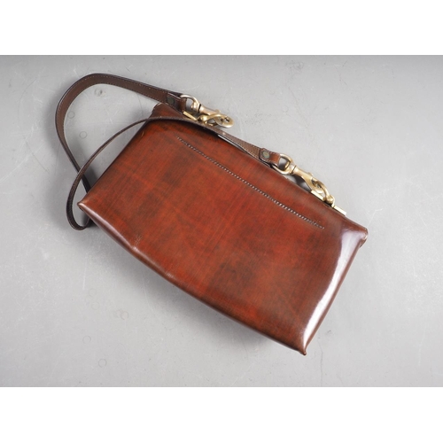 221 - An Italian leather custom-made handbag, 11 1/2